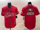 Mens San Francisco 49ers Red Team Big Logo With Patch Cool Base Stitched Baseball Jersey,baseball caps,new era cap wholesale,wholesale hats